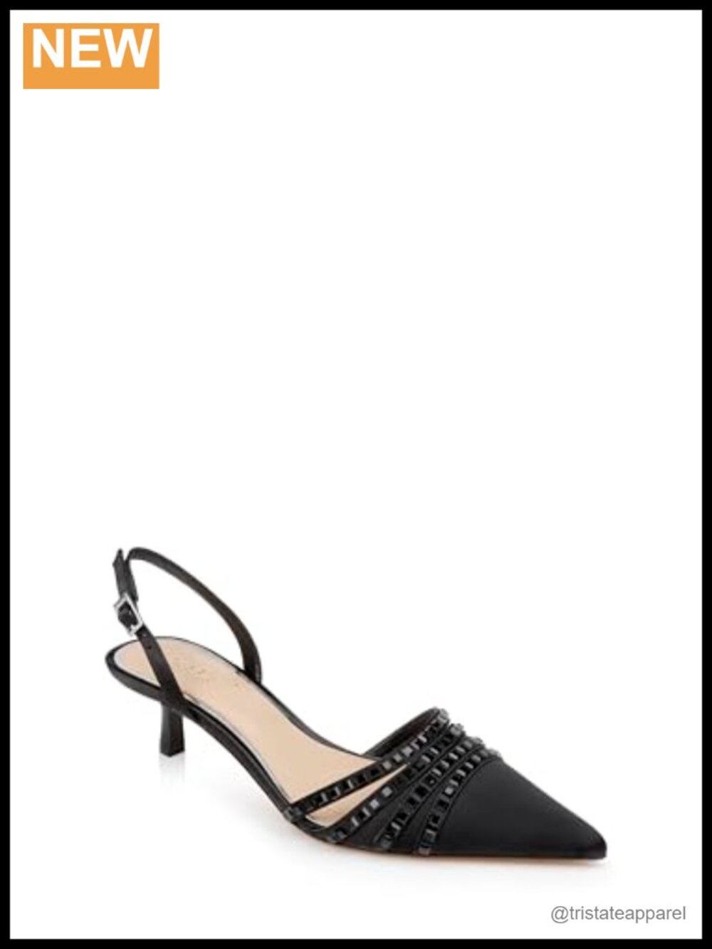 Bejeweled Slingback Kitten Heel Pointed Toe Pump Formal Party Shoe